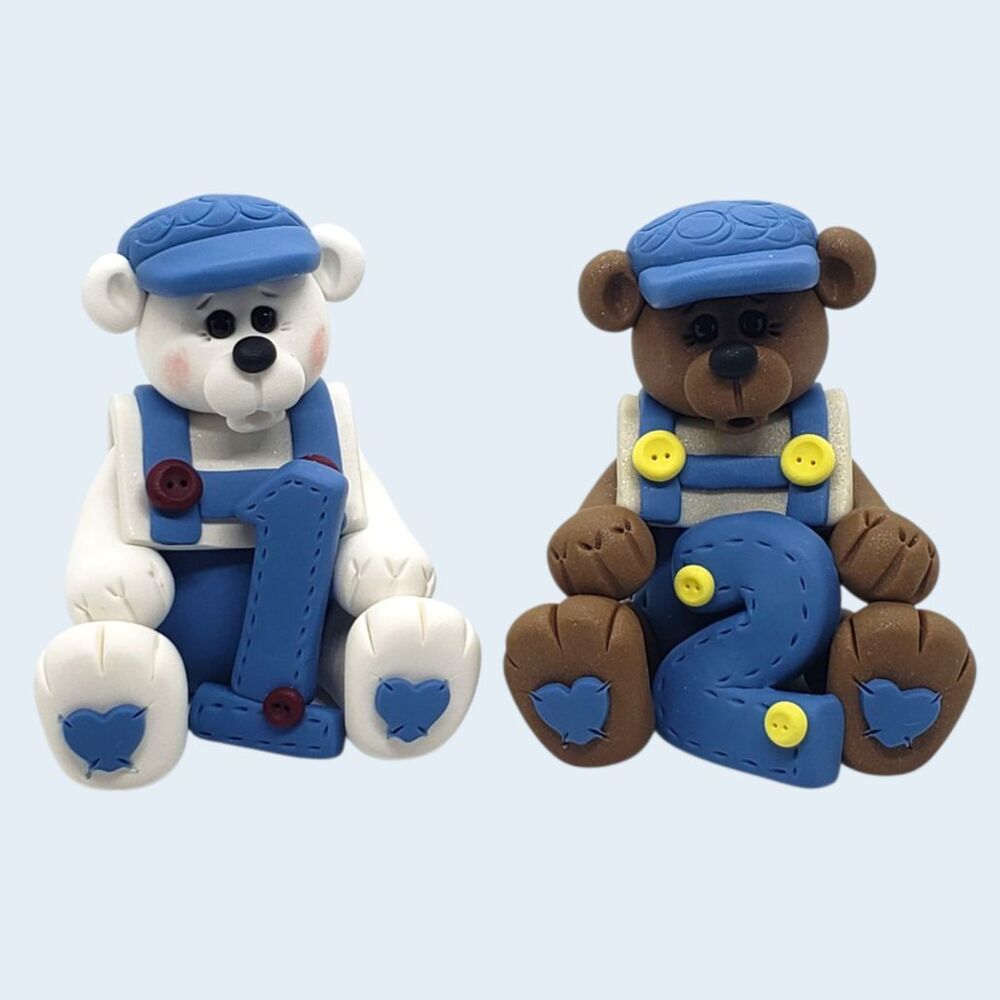 Sailor Bears #1 & #2 Baby Babies Cake Topper Handmade Polymer Clay Birthday Cute